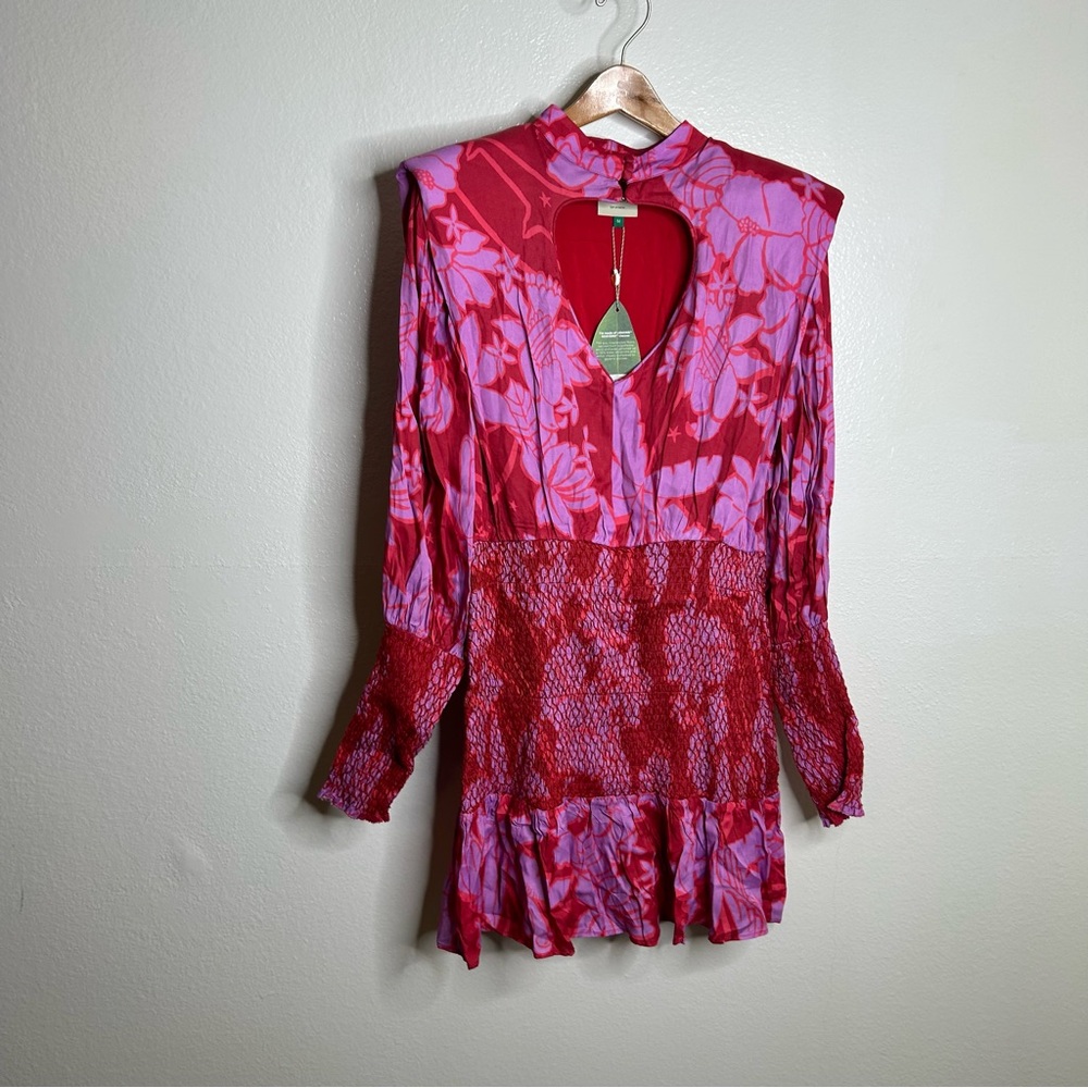 NWT Farm Rio Living Nature Heart Cutout Smocked Mini Dress Size Medium - Picture 6 of 16